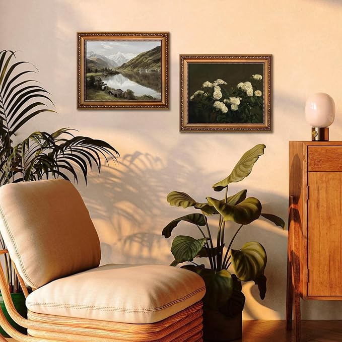 Mynotix Vintage Poster Set of 6, Rustic Eclectic Wall Art, Horse Floral Wall Decor Botanical Mountain Range Canvas Paintings Prints Artwork for Living Room Bedroom Farmhouse 12x16 inch Unframed