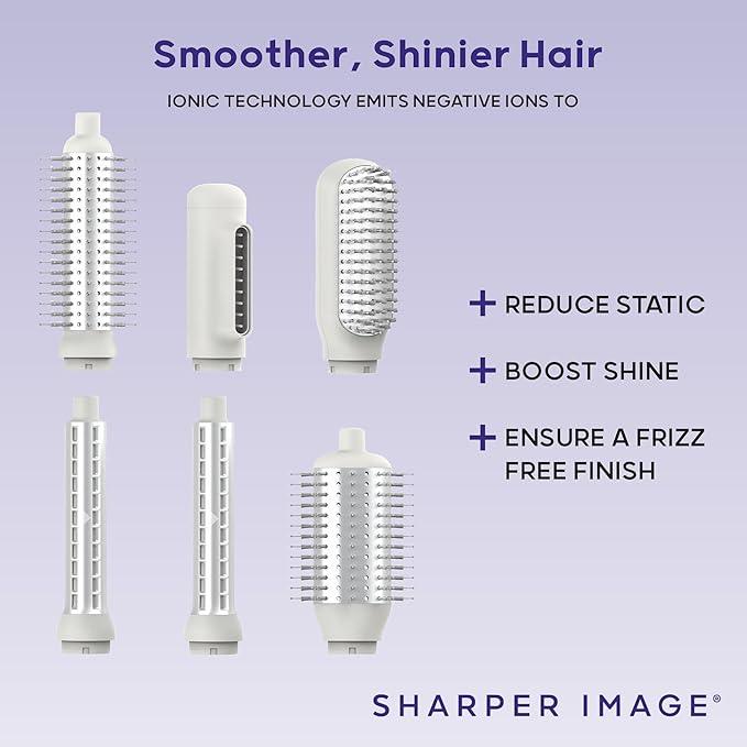 Sharper Image Revel 6-in-1 Multi-Styler, Ionic Hair Dryer Brush, Air Wrap Curling Wand, Detangler, Volumizing, Smoothing & Straightening Tools, Hair Accessories for Women for Salon Results at Home