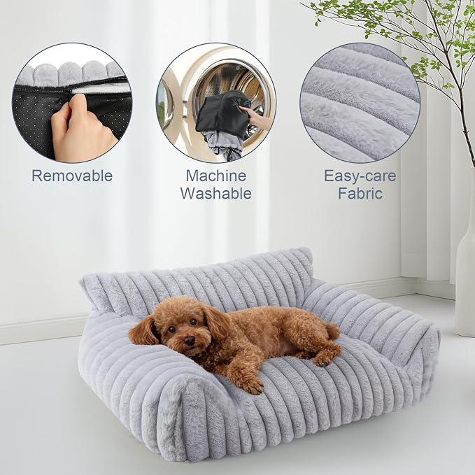Cute Dog Couch for Medium Large Dogs,Dog Cat Couch Sofa,Dog Bed,L,Grey | Dog Couch Bed with Removable Washable Cover,Cute Fluffy Pet Sofa Cat Couch Bed,Washable Dog Bed Medium Large Size Dog