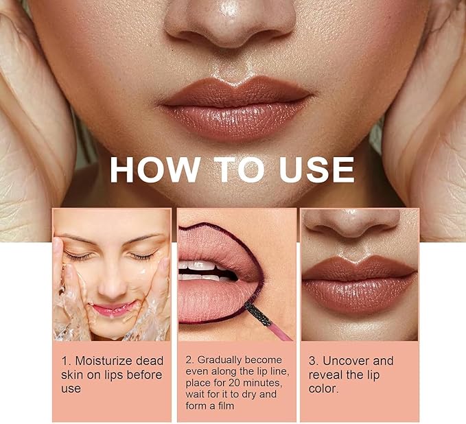 Dulele 3PCS Lip Liner Set, Peel Off Lip Liner Tattoo, Peel Off Lip Stain, Long Lasting Waterproof Lip Stain Peel Off, Transfer Proof Matte Finish Lip Gloss