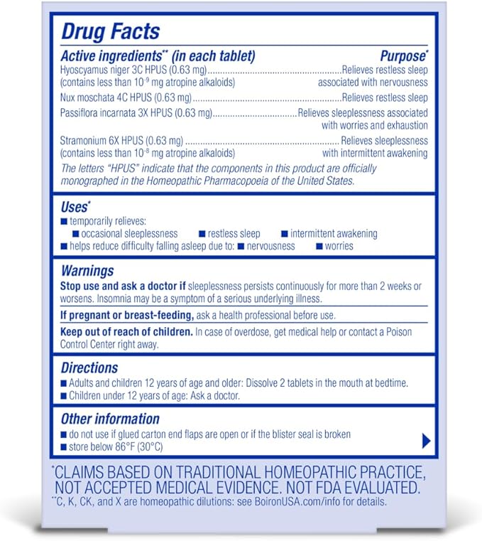 Boiron SleepCalm Tabs - 100 Count for Deep, Relaxing, Restful Nighttime Sleep - Melatonin-Free and Non Habit-Forming Sleep Calm Meltaway Tablets