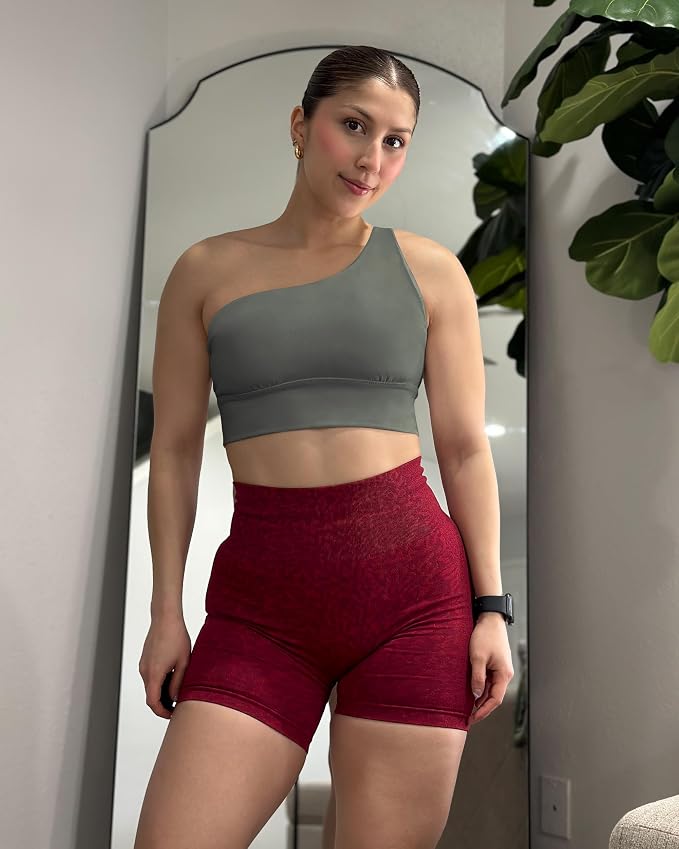 Queenie Ke Womens One Shoulder Sports Bra Left Side Strap Yoga Bras Gym Training Workout Crop Tops