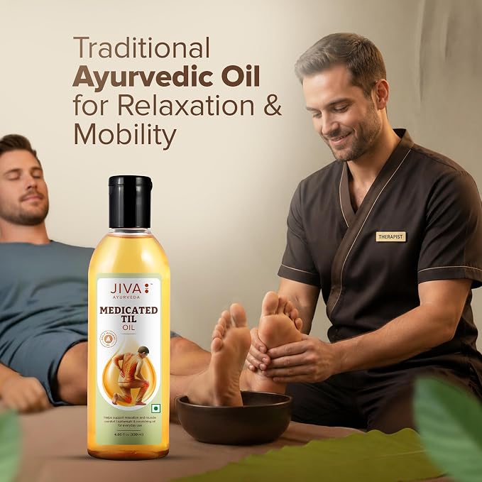 Jiva Ayurveda Til Oil (120 ml, Pack of 2) | Traditional Sesame Massage Oil with Herbal Extracts | Supports Joint & Muscle Comfort, Flexibility & Relaxation