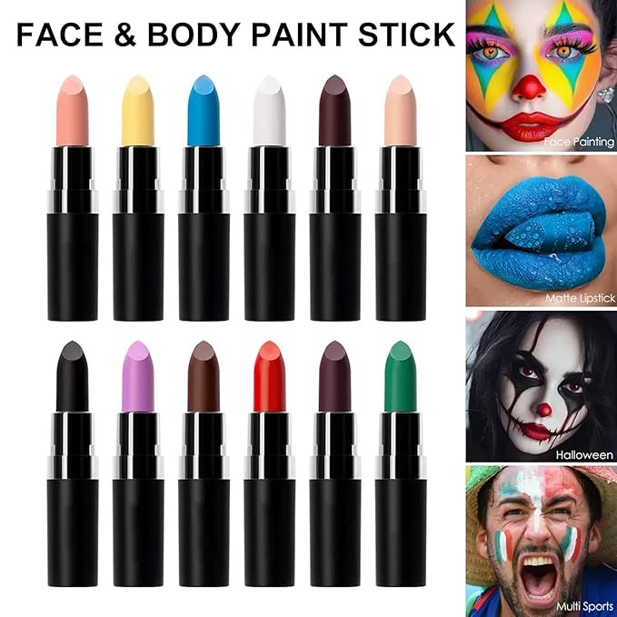 Pink Body Paint, Face and Body Paint Stick for Halloween Joker Zombie Vampire Skeleton Skull Special Effects Mime Makeup (01# Nude Pink)