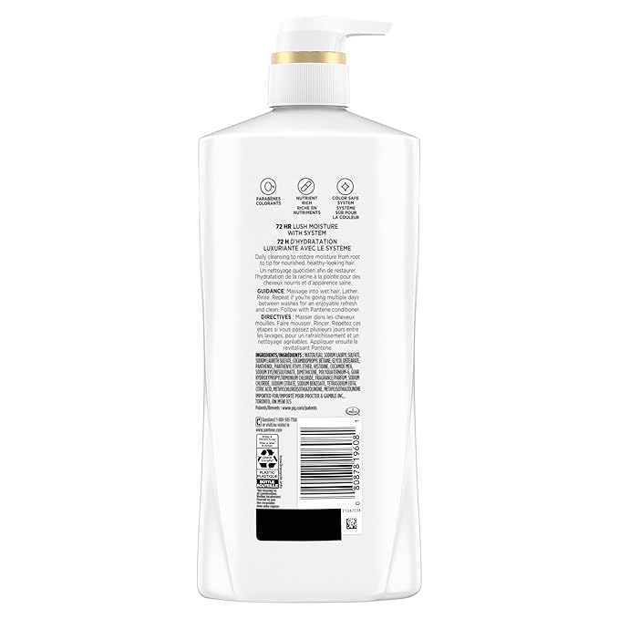Pantene Shampoo & Conditioner Set, Daily Moisture Renewal - Pro-V Nutrients for Dry, Color-Treated, Straight to Curly Hair, 72-Hour Hydration & Softness, 52.8 Oz Total + Miracle Rescue Shot (0.5 Oz)