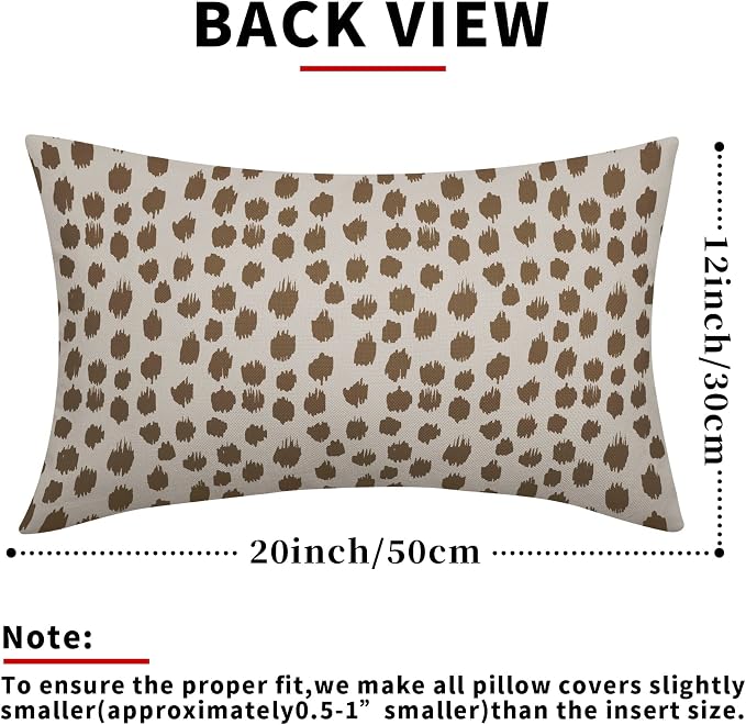 Brown Cream Pillow Covers 12x20 Set of 2 Boho Design Polka Dot Throw Pillows Modern Brush Strokes Print Decorative Outdoor Pillowcase Lumbar Cushion Cover Linen Pillow Case for Home Sofa Couch Bed