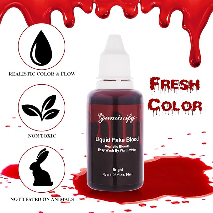 Halloween Zombie Makeup Kit,1.01oz Zombie Grey Blue Face Body Paint and 30ml Washable Dripping Fake Blood with sponge,Light Gray Face Painting SFX Cream Makeup with Stage Blood for Vampires