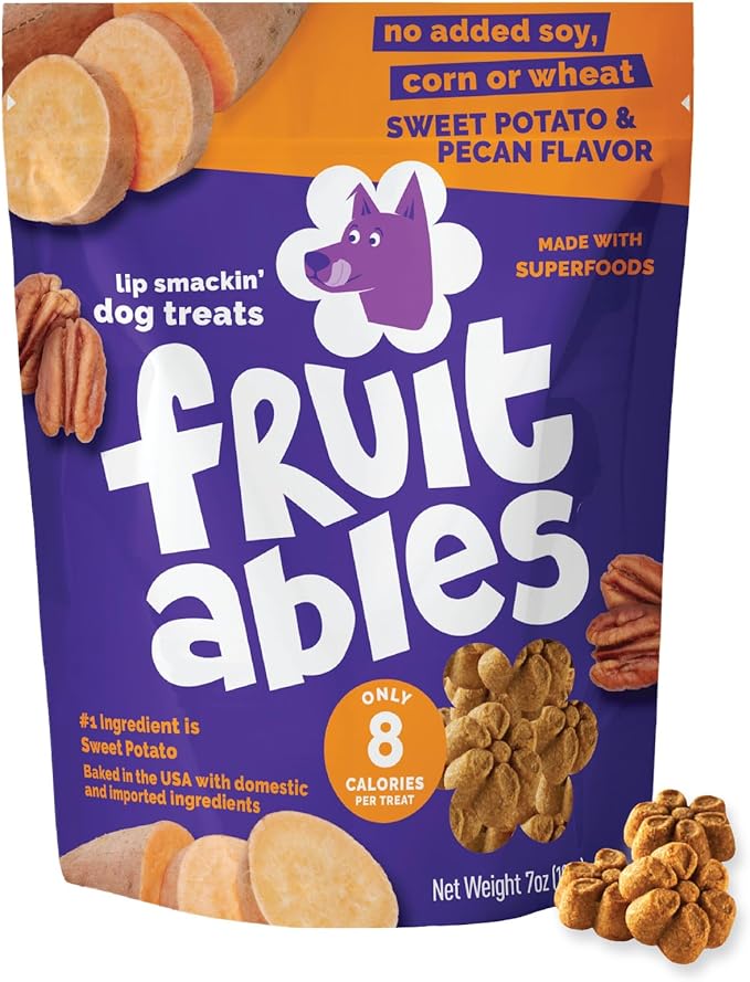 Fruitables Baked Dog Treats, Sweet Potato Snacks for Dogs, Low Calorie & Delicious, No Wheat, Corn or Soy, Healthy Puppy Training Treats, Made in the USA, Sweet Potato and Cranberry Flavor, 7oz | Healthy Dog Treats, Training Treats, Crunchy Dog Biscuit...