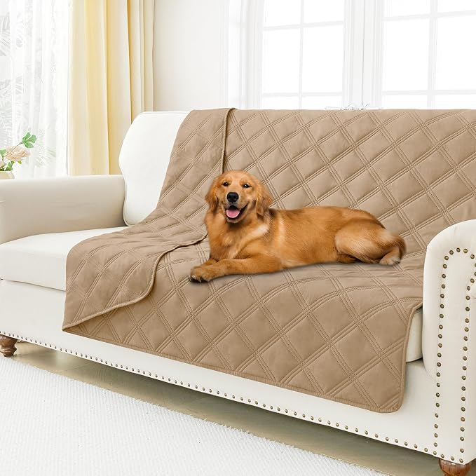 Smiry Waterproof Dog Bed Cover, Reversible Pet Blanket for Sofa Couch | Soft Washable Dog Blanket, Leakproof Couch Cover for Dogs Cats & Furniture Protection, 52x82, Camel/Camel