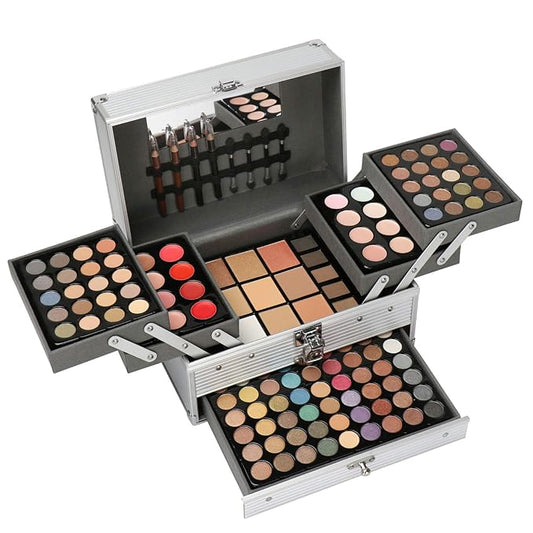 All-in-One Makeup Gift Set Carry All Makeup Kit for Women Full Kit With Aluminum Case Lipgloss Lipstick Concealer Blush Foundation Face Powder Eyeshadow Palette Cosmetic Palette #3