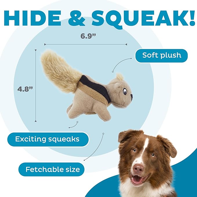 Outward Hound Squeakin' Squirrels Plush Squeaky Dog Toys, 3-Pack, 7"