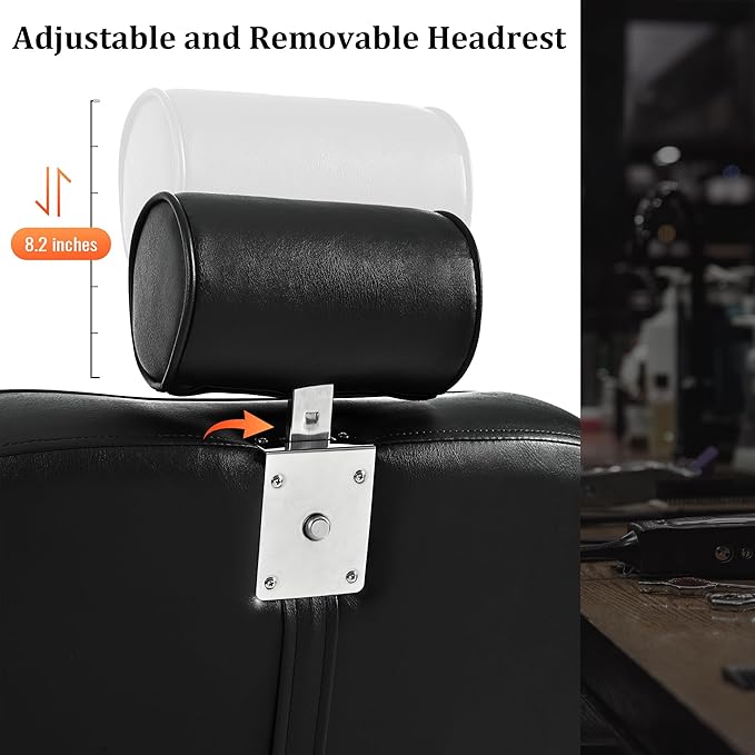 Professional Barber Chairs for Barbershop,Reclining Salon Chairs for Hair Stylist with Heavy Duty Hydraulic Pump/Headrest/ Footrest,360° Rotation, Tattoo Chair Shampoo Equipment For Beauty Shop