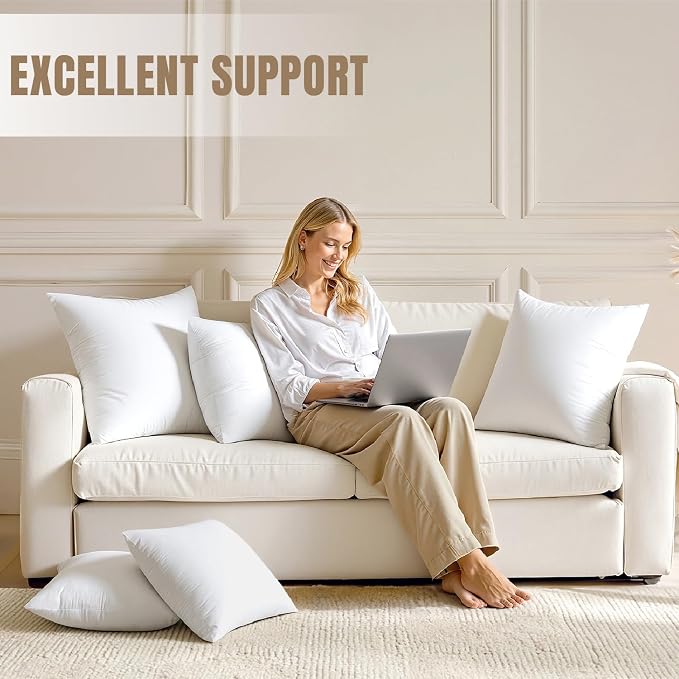 MIULEE 26x26 Pillow Inserts Set 2 100% Virgin Microfiber with Cotton Cover | Throw Pillows for Couch Sofa and Bed,filled with 900 g/1.98 lb (30% more than others) high-resilience virgin microfiber