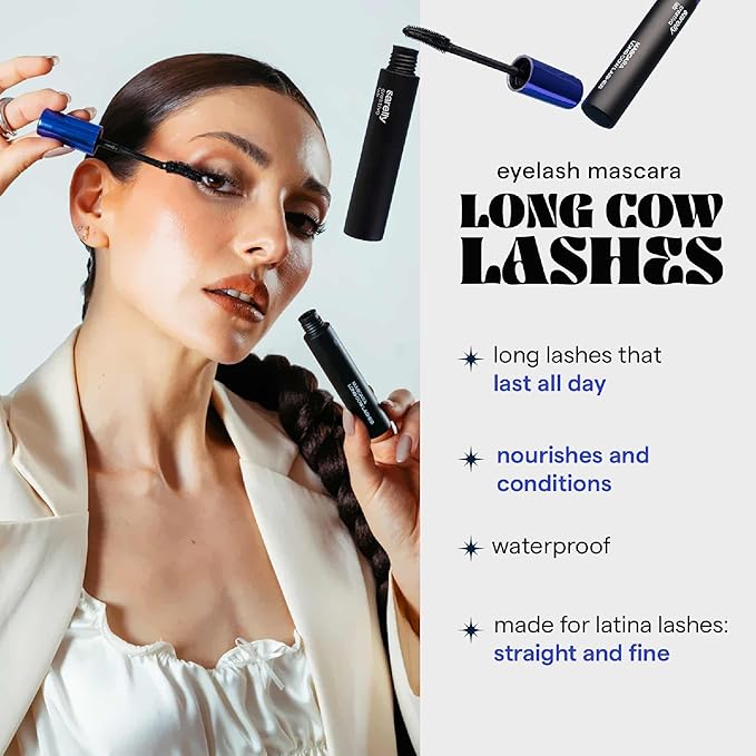 SARELLY, Long Cow Lashes Mascara, Waterproof, Nourishing, Lash-Conditioning, Clean Beauty, Sarelly Creative Lab