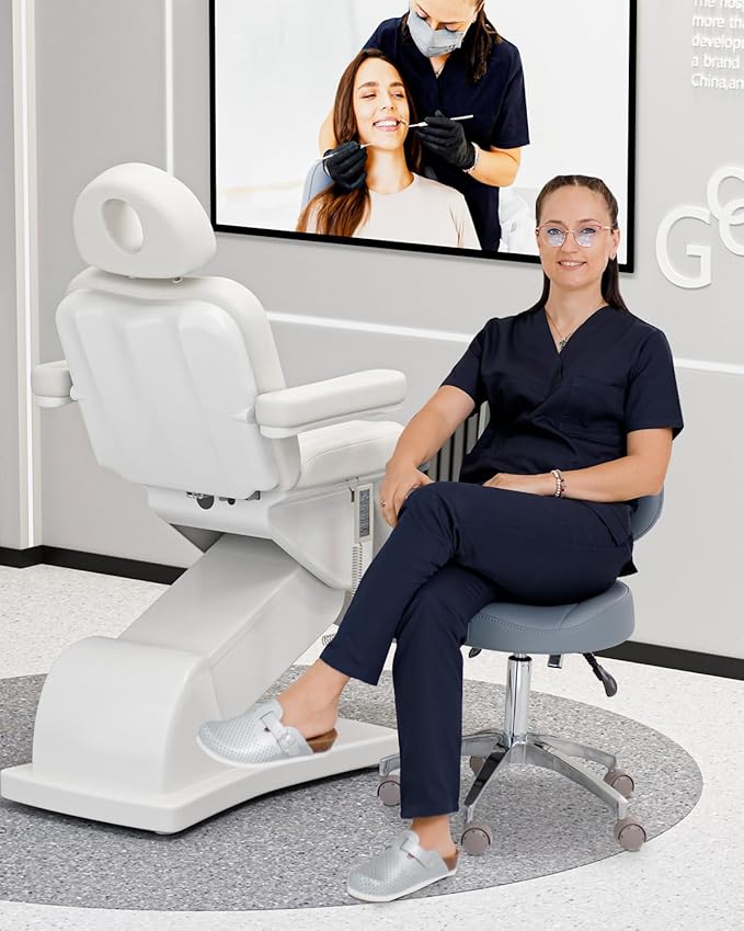Paddie 550lbs Fully Electric Spa Bed 4 Motor with 20° Backward Tilt, Motorized Height & Angle Adjustable Massage Table Professional for Facial Beauty Microblading Procedure