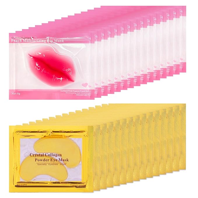 30 Pairs Lip Mask & Eye Mask, 24K Gold Crystal Gel Collagen Eye Patches, Bachelorette Party Favors, Bridesmaid Gifts, Bulk Gifts, Birthday Party Favors, Mothers Day Gifts, Teacher Appreciation Gifts