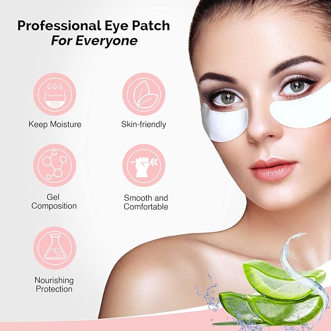 GreenLife 400 Pairs 100% Natural Eyelash Extension Under Eye Gel Pads patches kit Collagen Aloe Vera Hydrogel Eye Patches Eyelash Extension Supplies Tools, Lash Extension Supplies (100 200 400 Pairs)