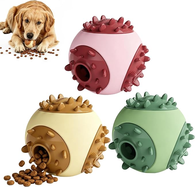 Interactive Dog Treat Dispenser Ball - Durable Puppy Puzzle Toy for IQ Training & Mental Stimulation - Rubber Slow Feeder Chew Toy for Boredom Relief & Healthy Digestion