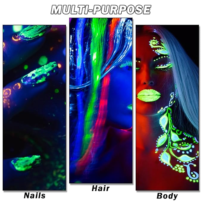 8 Colors Neon Face Paint Glow in The Dark UV Blacklight Body Paint Professional Water Activated Face Paint for Adults Kids Halloween Makeup