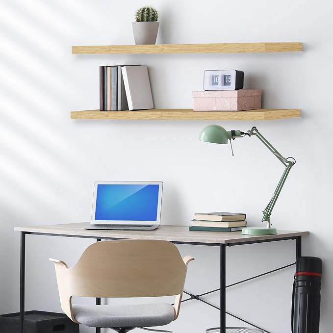 Sorbus Floating Shelves for Wall - 48 Inch Long Bathroom Shelves, Wall Decor for Bedroom, Kitchen, Living Room & Book Storage - Mounted Floating Shelf with Invisible Brackets (Maple Wood, 3 Pack)