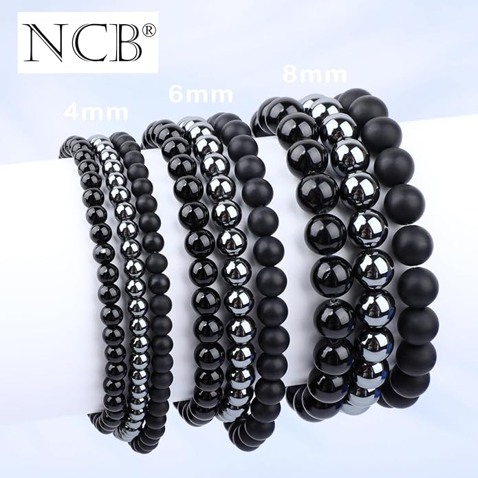 NCB 2.3-Piece 4mm Natural Crystal Gemstone Stretch Bracelets – Handmade Reiki Energy Healing Jewelry for Meditation,Yoga, Unisex