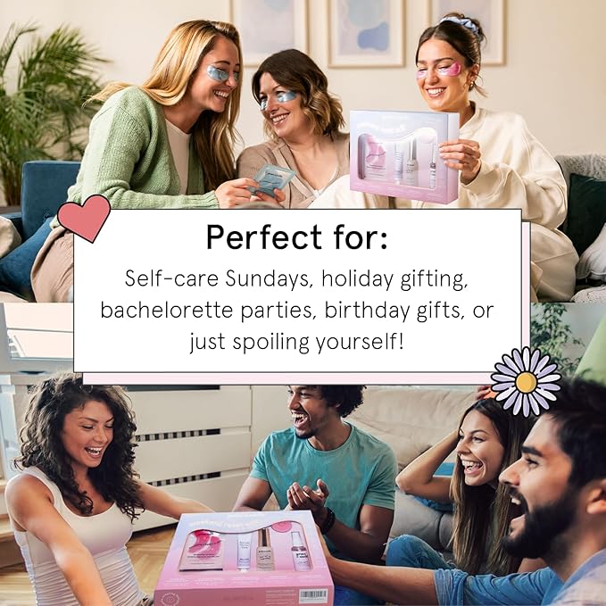 grace & stella Award Winning Skin Care Set - Gifts for Women - Travel Size Toiletries with Eye Masks, Hyaluronic Acid Serum, Lip Balm & More - Bridesmaids, Birthdays, Teen Girl Gifts - Vegan Self Care