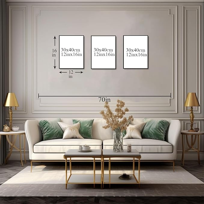Bwodke Misty Forest Mountain Canvas Wall Art Set of 3, 12x16 inch | Nature Landscape Wall Decor, Misty Forest Mountain Prints, Living Room Bedroom Office Art
