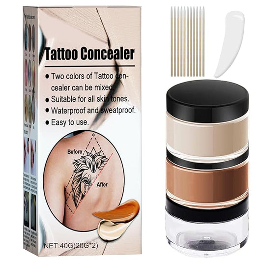 Tattoo Cover Up Makeup Waterproof,2 Color Long Lasting Tattoo Concealer for Body,Invisible Tattoos,Scars, Vitiligo,Long-Lasting Natural Coverage, Waterproof & Sweatproof
