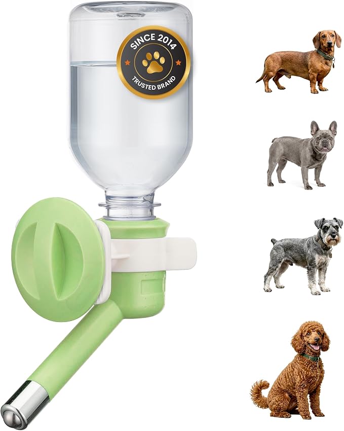Choco Nose No-Drip Water Bottle for Small Dogs & Cats (10–25 lb) - Leak-Proof Patented 16mm Nozzle Helps Prevent Mess & Spills, BPA Free, Easy to Install Cage & Crate Mount Feeder, 10.2 fl oz (C590)