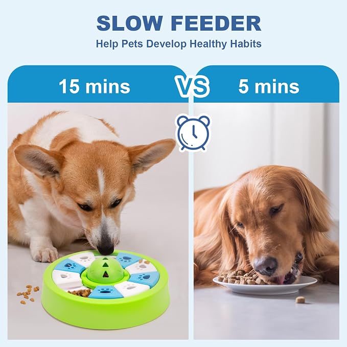 Interactive Dogs Toys for Slow Feeder, Pets Puzzle Feeders for Food Dispenser, Cat Treat Puzzle Feeder for Medium Small Dogs Cats IQ Training Reducing Boredom Intelligence Improving (Green)