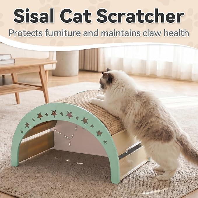 Cat Rocking Bed with Washable Removable Cushion and Sisal Scratching Pads Cat Scratcher Multifunctional Cat Furniture, Pink