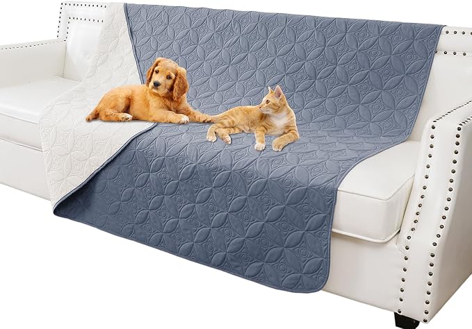 Waterproof Couch Cover for Dogs - Washable Pets Furniture Protector | TPU Leak-Proof Liner, Lightweight & Reversible, Fits Chair, Sofa, Bed, 68" x 82" , Blue/Cream