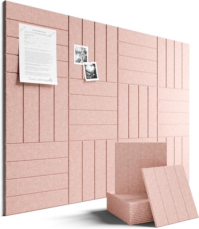 Fluxynara Felt Bulletin Board & Cork Board Alternative, Pink | 48" x 36" Pin board, Removable Adhesive Tabs, Easy Install Without Wall Damage, For Home Office Decor