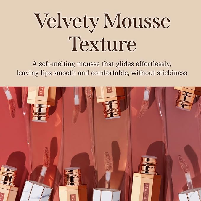 DEARDAHLIA Paradise Dream Velvet Lip Mousse (Bordeaux) - Vegan Soft-Matte Lip Tint with Lightweight, Buildable, Long-Lasting Color, Whipped Mousse Texture. Cruelty-Free. 0.21 Fl oz