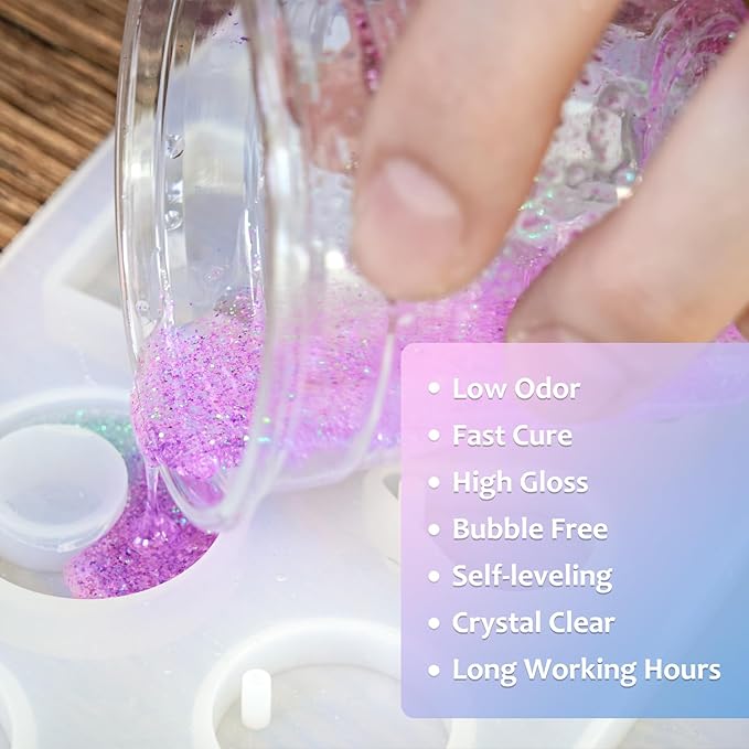 Epoxy Resin 1 Gallon - Crystal Clear Epoxy Resin Kit - Self-Leveling, High-Glossy, No Yellowing, No Bubbles, Perfect for Crafts, Table Tops, DIY 1:1 Ratio
