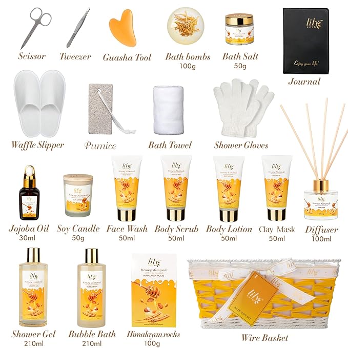 Mothers Day Gift Basket for Women, Gifts for Women - 21Piece Luxurious Bath and Body Skin Care Set for Women, Spa Gift Set for Mom, Spa Kit | Valentines Day, Birthday Gifts, Christmas Gift Sets