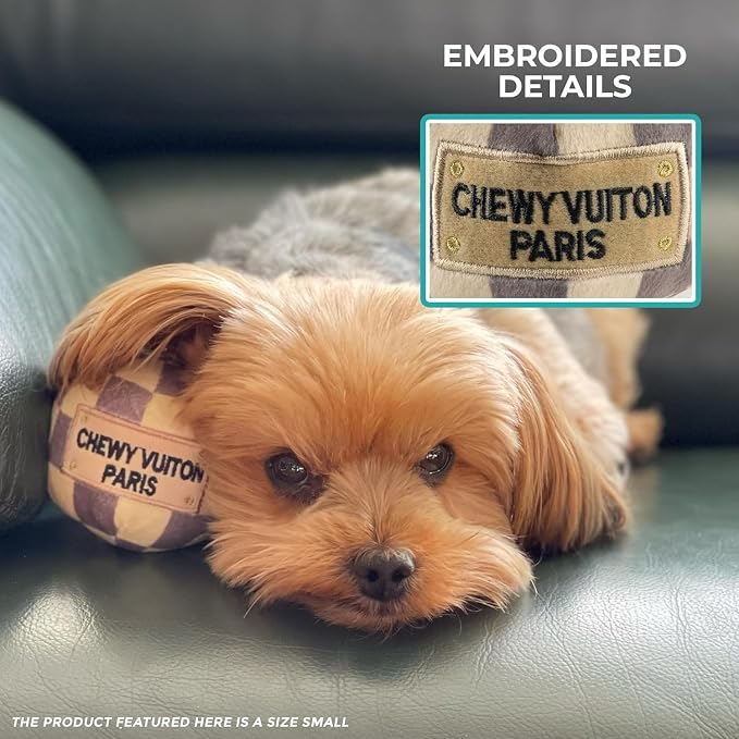 Haute Diggity Dog Chewy Vuiton Ball Plush Dog Toy, Designer Parody Toy
