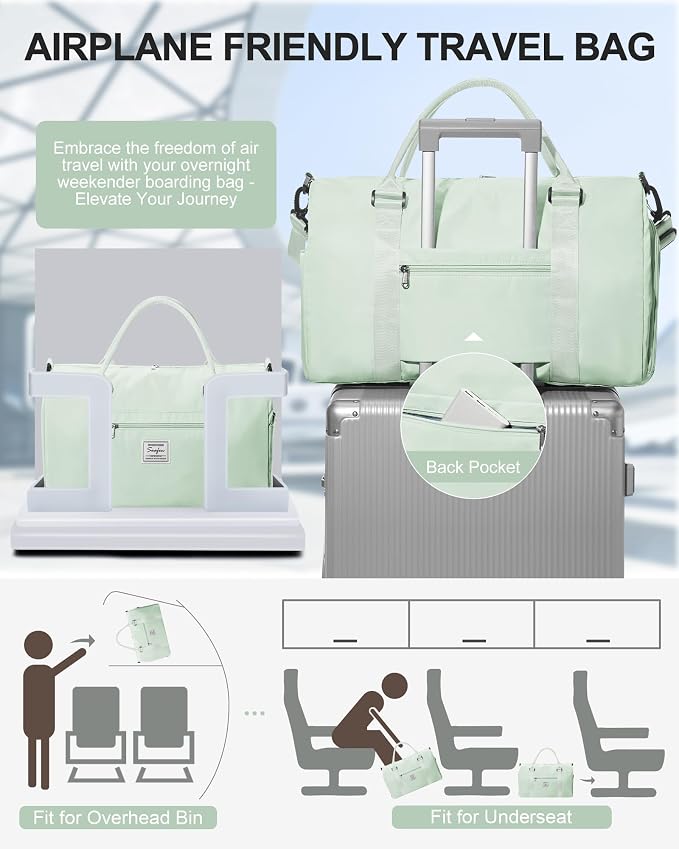 Gym Bag Womens Mens with Shoes Compartment and Wet Pocket Travel Duffel Bag for Women for Plane Sport Gym Tote Bags Swimming Yoga Small Waterproof Weekend Overnight Carry on Bag Hospital Holdalls