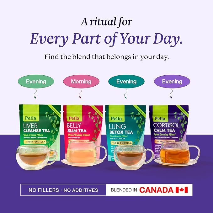 Cortisol Calm Tea – 9-Herb Relaxation Formula – Ashwagandha Chamomile Lavender Lemon Balm Rooibos Passion Flowers Linden Flowers Rose Licorice – Vegan Kosher Caffeine-Free Loose Leaf Tea – 25 Servings
