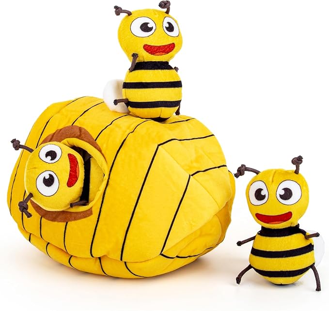 Hollypet Squeaky Hide and Seek Dog Toys for Small and Medium Dogs, Bees