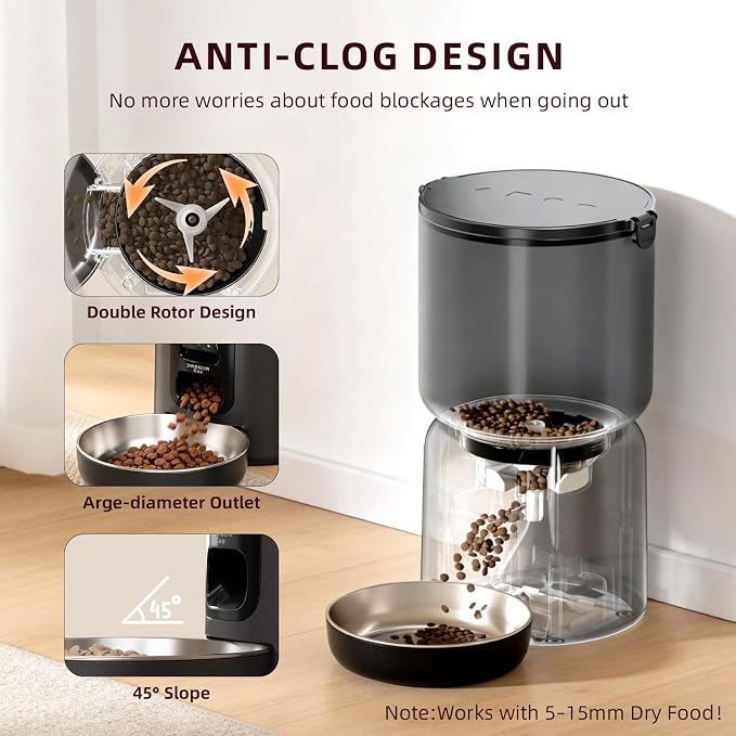 Automatic Cat Feeder with Camera – 5G WiFi Timed Cat Food Dispenser, 4L Clog-Free Smart App Control Pet Feeder, 1080P HD Video with Night Vision Healthy Feeding for Small Pets Indoor
