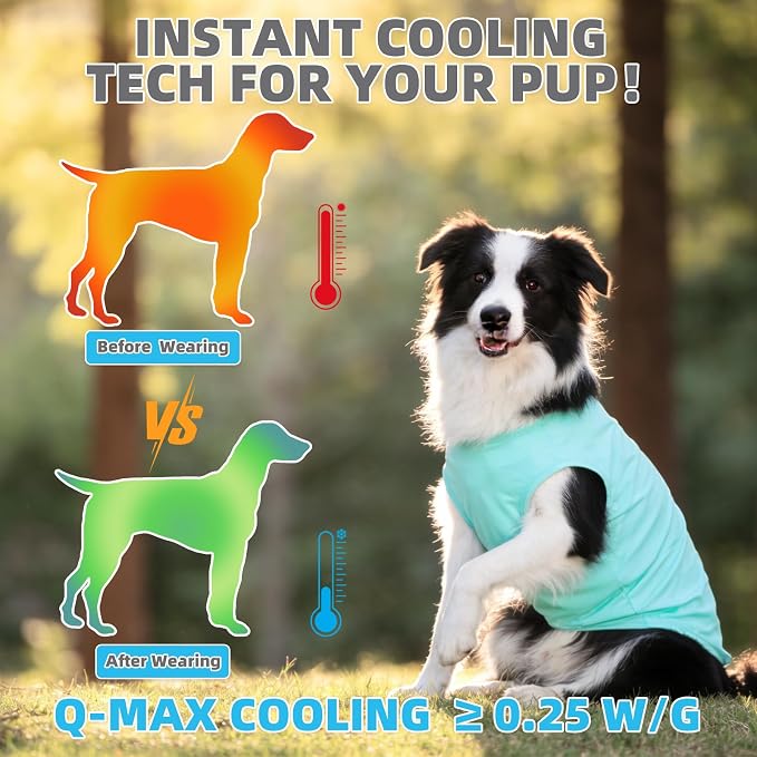 Cooling Sunblock Dog Clothes for Large Dogs, 2 Pack UPF50+ UV & Insect Protection Quick Dry Dog T Shirts for Outdoor, Anti-Hair Loss Breathable Sleeveless Pet Vest Tank Tops, Blue & Green, L