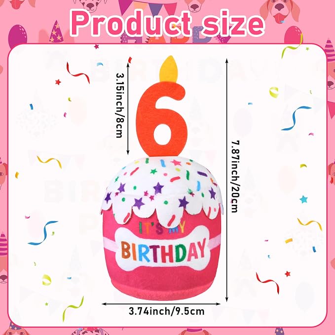 Dansydaisy Dog Birthday Cake Toy Squeaky Plush Gift,6th,Pink