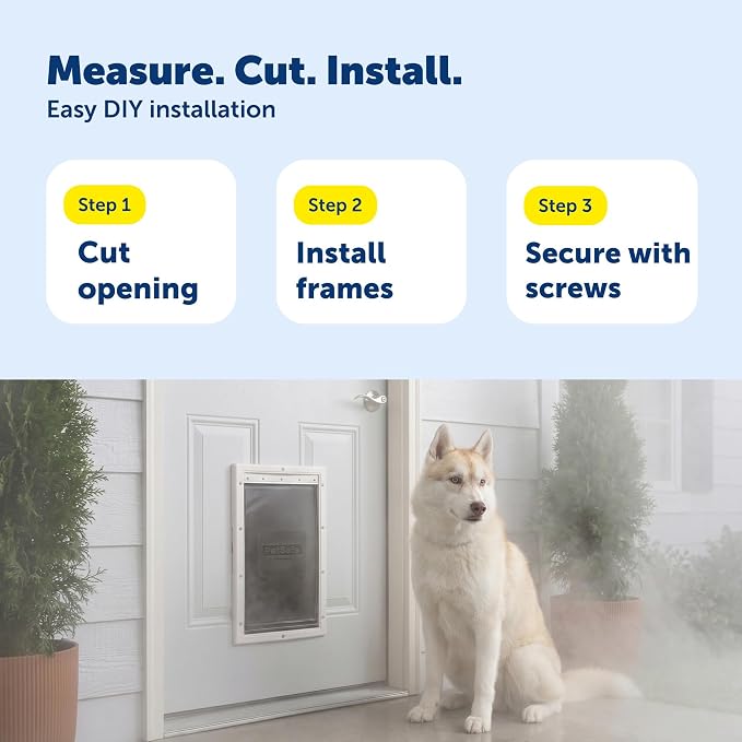 PetSafe Extreme Weather Plastic Dog Door, 3-Flap Insulated, Large | Energy Efficient, Great for Hot and Cold Climates, Snap-On Closing Panel, Paintable Plastic Frame