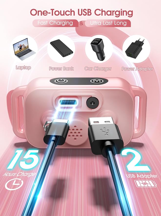 DINJOO Bark Collar for Large Medium Small Dogs - Smart AI 1S Stop Barking, Anti Barking Device & Dog Training Collar with Beep, Vibration & 8-Level Sensitivity, IP67 Waterproof - Pastel Pink