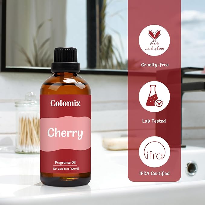 100ml Cherry Fragrance Oil, Premium Essential Oils for Diffusers for Home - Candle Scents for Candle Making, Soap Making Supplies and More DIY Projects, Gift Scented Oils