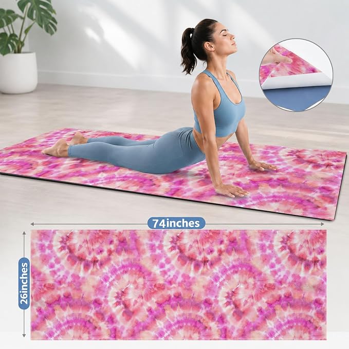 Yoga Mat Towel, Hot Yoga Non Slip with 4 Corner Pockets, 74 x 26 in | Soft Absorbent Microfiber With Four Corner Pockets, Fits Over Yoga Mats For Hot Yoga, Pilates, Gym, And Travel