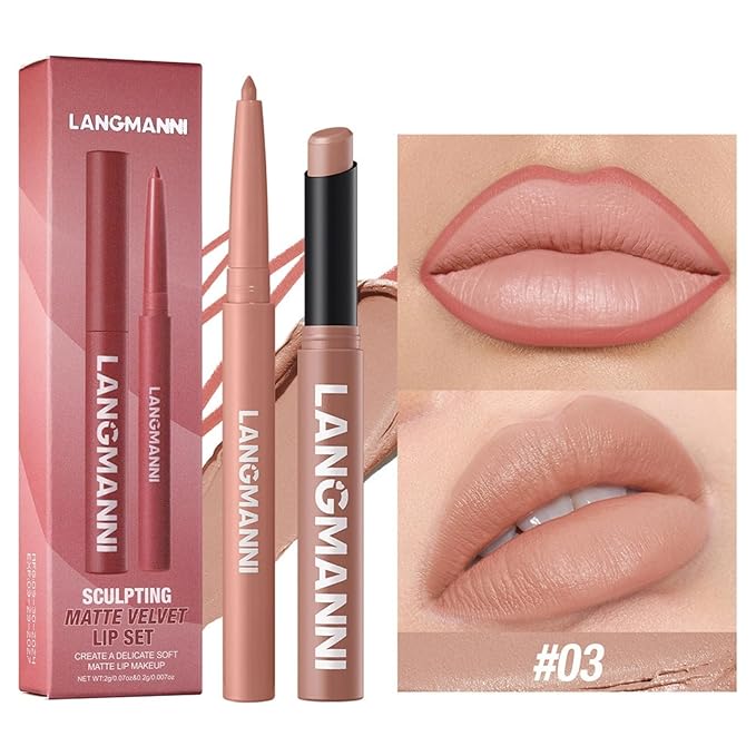 Lip Liner & Lipstick Set (12 Shades) - Long-Lasting, Waterproof & Transfer-Proof Matte Lip Kit, Smooth Creamy Texture, Bold to Nude Shades for Everyday & Party Wear, Ideal for Makeup Lovers (03)
