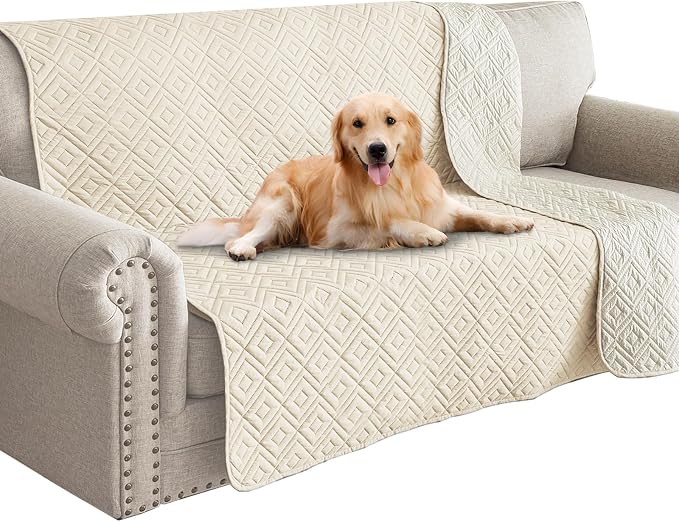 2026 Waterproof Bed Sofa Blanket (52"x82") Comfy Couch Sofa Mat for Dog Pets with Anti-Slip Back, Universal Incontinence Lightweight Liner Pad for Furniture Car Picnic etc Durable Washable, Beige