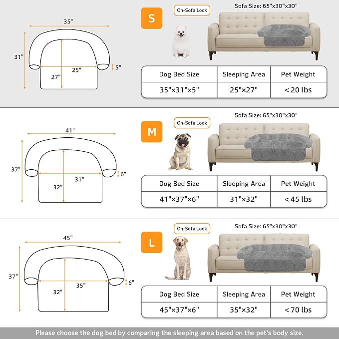 GGIB Calming Dog Bed Fluffy Plush Dog Mat for Furniture Protector with Removable Washable Cover for Large Medium Small Dogs and Cats (Small,Grey)